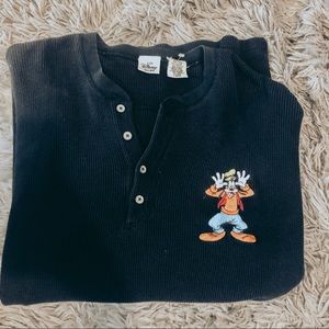 Disney Embroidered Goofy Black Long Sleeve